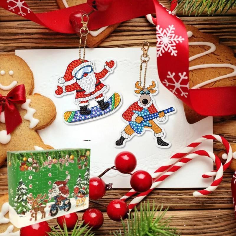 Bunte Acryl-Weihnachtsmalerei-Schlüsselanhänger im Cartoon-Stil Perfekt zum Verschenken in der Weihnachtszeit