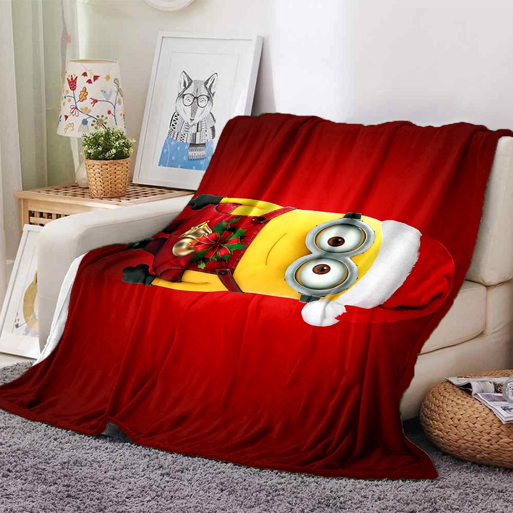 1Pc Christmas Minion Unicorn Blanket Soft Throw Blanket For Home Bedroom Bed Sofa Travel Office Solid Christmas Blanket