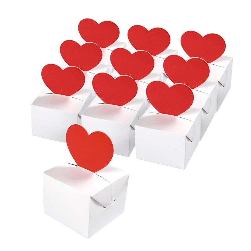 

10 шт. Подарочная коробка-сердце Складная бумажная Держатель для угощений на вечеринку Коробка для конфет и шоколада На День Святого Валентина Свадьбу День Рождения 1