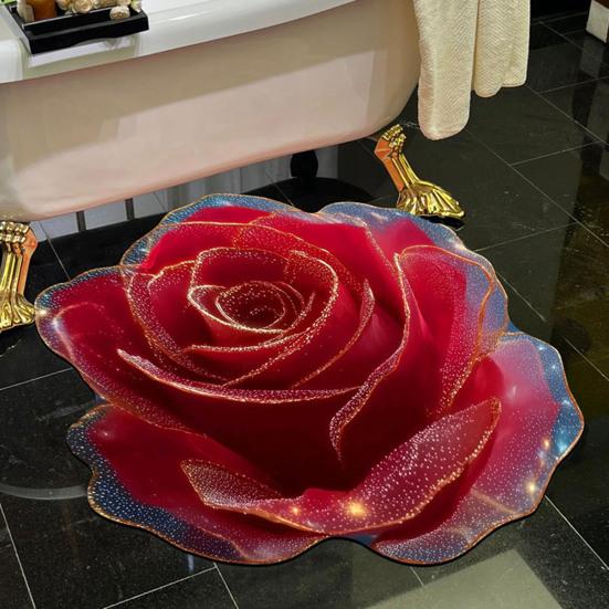 3D Květinová podlahová rohožka Protiskluzová Absorpční koupelnová předložka Realistický květinový vzor Rohožka do kuchyně Ložnice Obývacího pokoje Vchodu