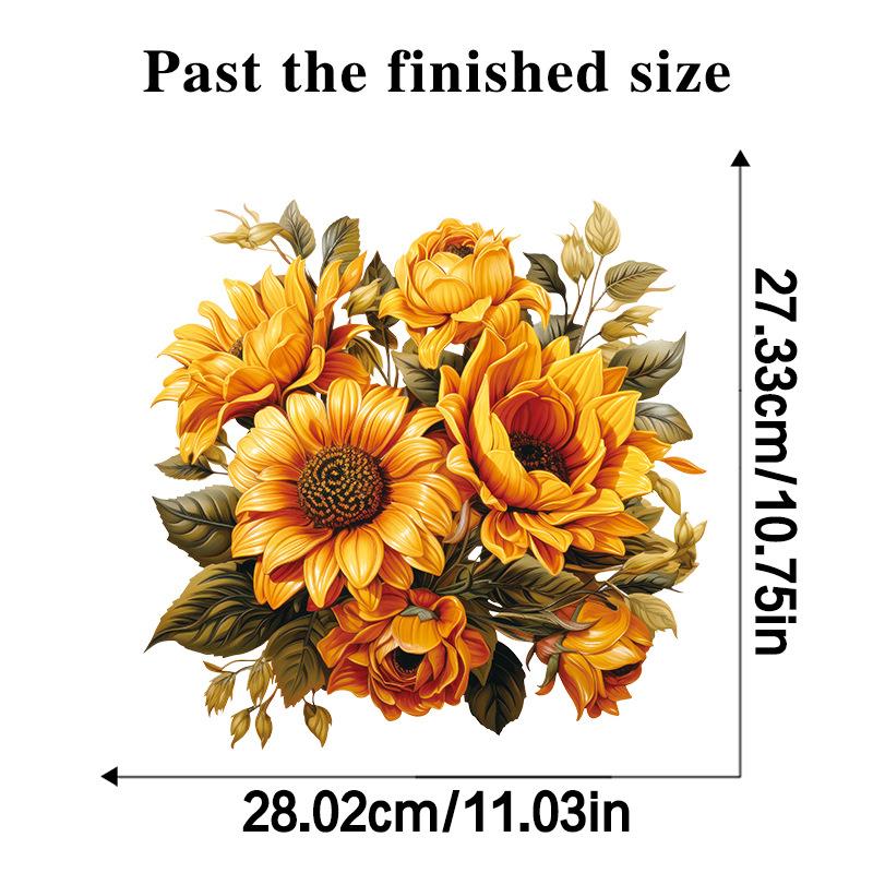 Golden Sunflower Wall Stickers Peel and Stick Removable Decoration for Home Kitchen Bathroom Cabinet Refrigerator Wardrobe DIY Decor