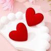 Women's Stud Earrings, Red Large Heart-Shaped Earrings, Suitable for New Year and Valentine's Day Wear