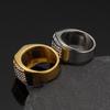 Herren Hip Hop Voll Diamant Zirkonia Ring, Vergoldeter Edelstahl und Titanstahl