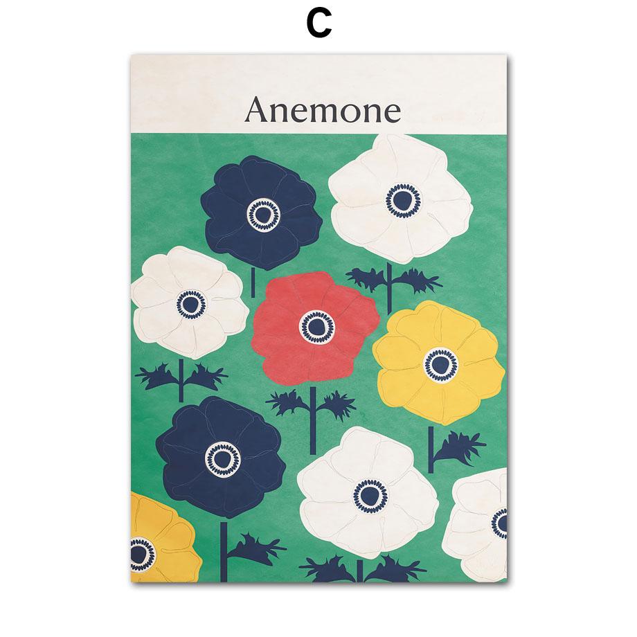 Retro Flower Market Abstract Peony Pansy Anemone Wall Art Canvas Painting Nordic Posters Prints Pictures For Linving Room Decor