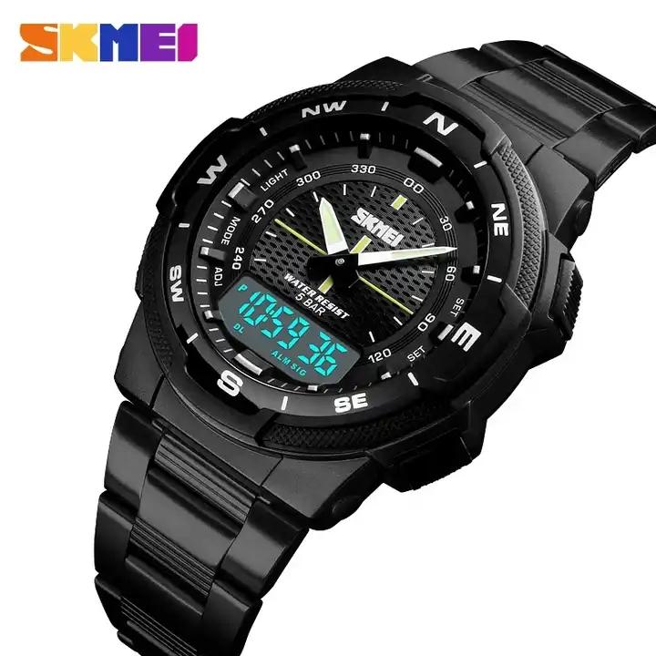 Skmei 1370 Original High Quality Men's Wrist Watch Digital Alarm Clock Direct Factory Supply Business Luxury Fashion Wrist Watch