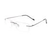 RSINC Rimless Light Weight Flexible Frame Eyeglass Spectacle For Men And Women Modern  Square Gun - Black N-575 C3 50-18-135 Flexible - 1