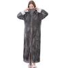 Women's Plus Size Long Nightgown - Double Zipper, Autumn/Winter Pajamas, Home Wear Robe