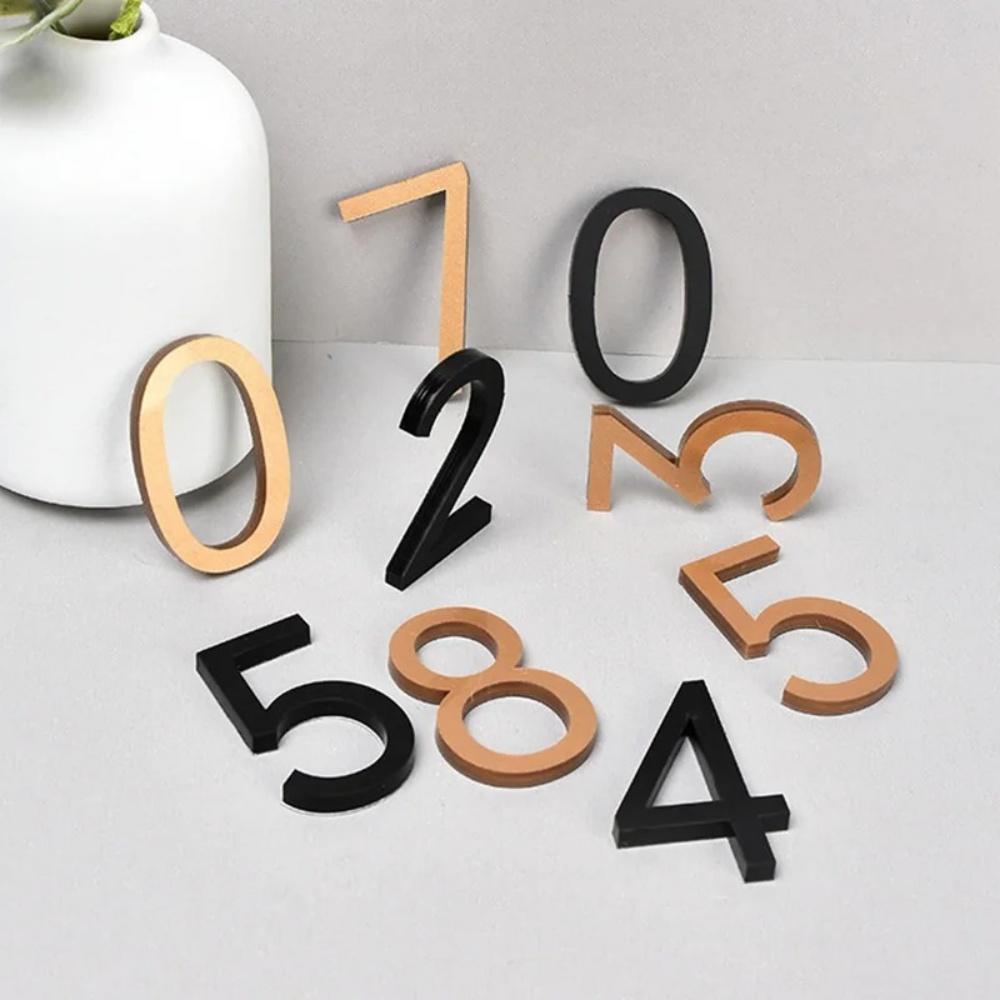 10PCS Self Adhesive 3D Number Door Plates 0-9 Number Acrylic Stickers Mailbox Sign Address Plaque House Apartment Cabinet