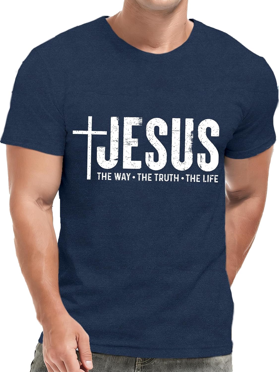 Christian Shirts for Men Jesus Faith Cross TShirt Christian Religious The Way Truth Life Print Tee Tops M