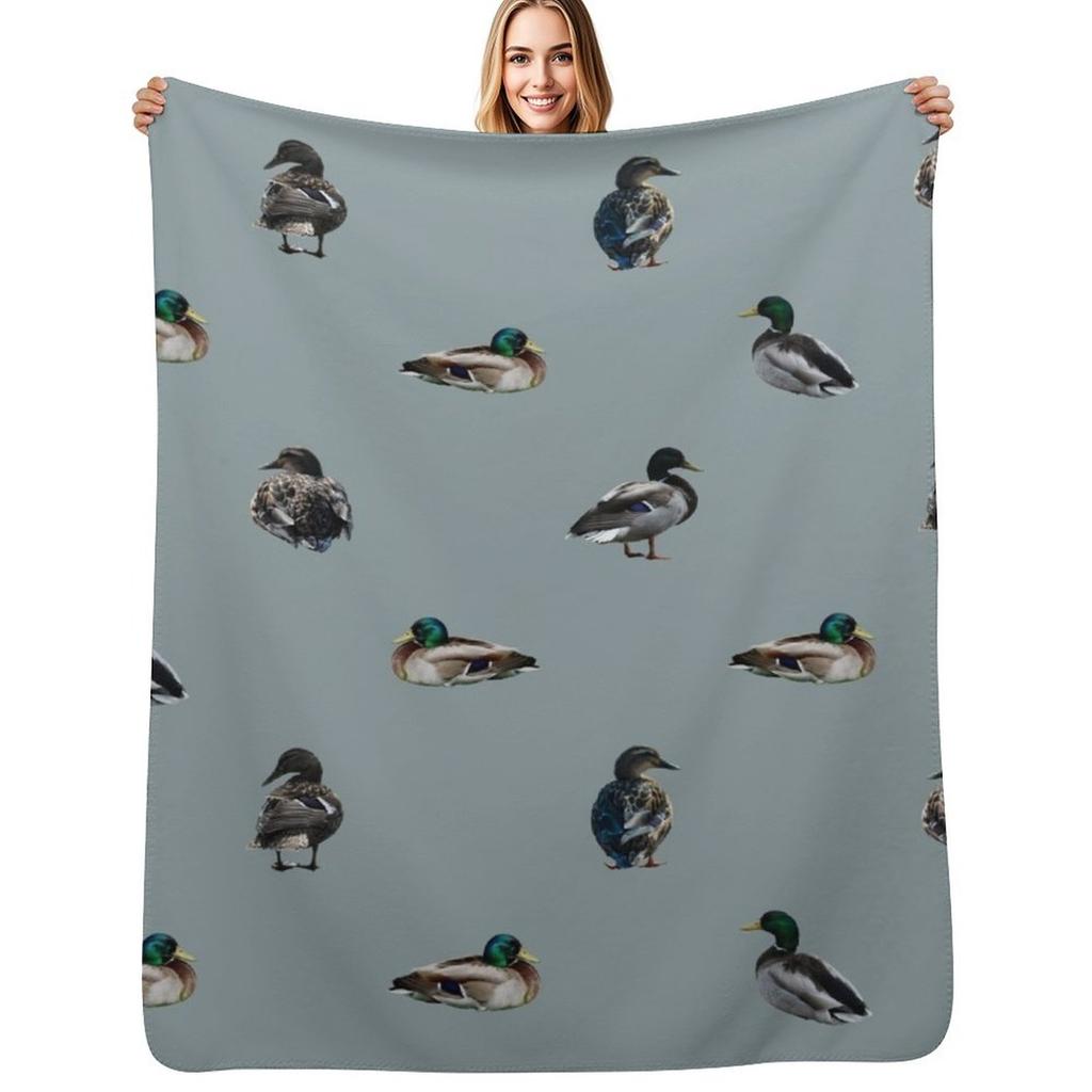 Mallard Duck Pattern Print Throw Blanket Cozy Warm Blanket for Bed Room Decor