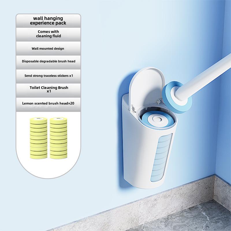 Disposable Wall-Mounted Bathroom Cleaning Brush with Replacement Heads