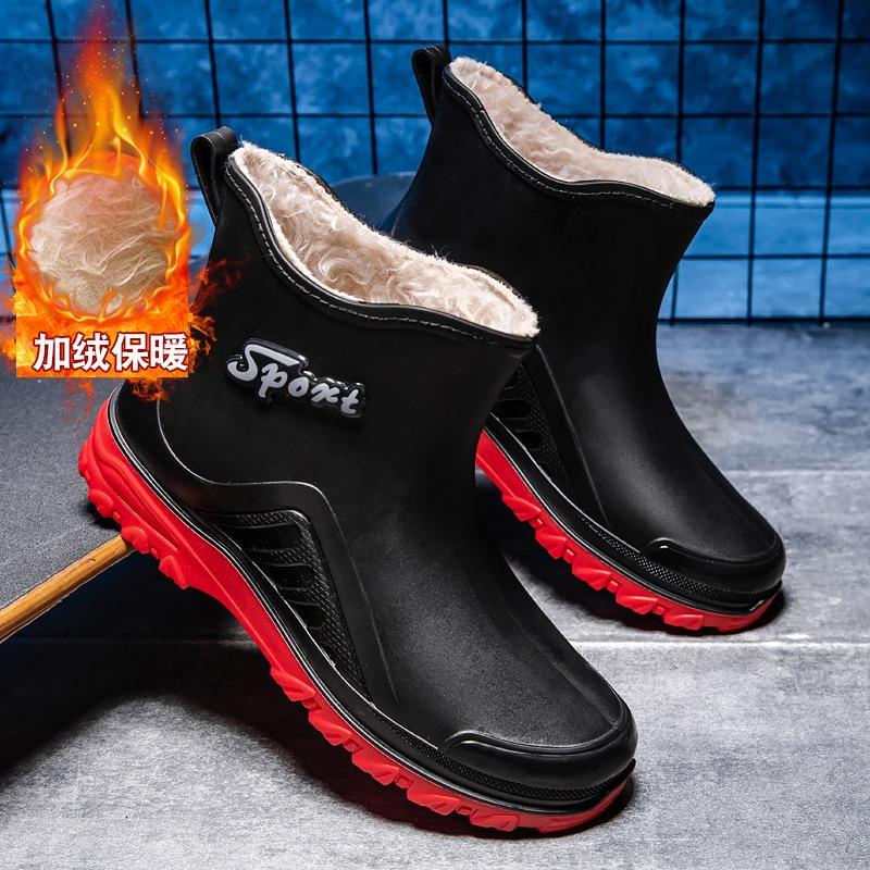 Fashion Short Rain Shoes Men's Adult New Rain Boots, Light and Wear-resistant Rubber Shoes, Kitchen Non-slip Low-top Waterproof Shoes