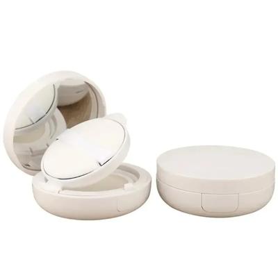 Leere Luftkissen-Puffbox, tragbarer Kosmetikkoffer, Make-up-Behälter mit Puderschwammspiegel für BB-Creme-Foundation, 15 g