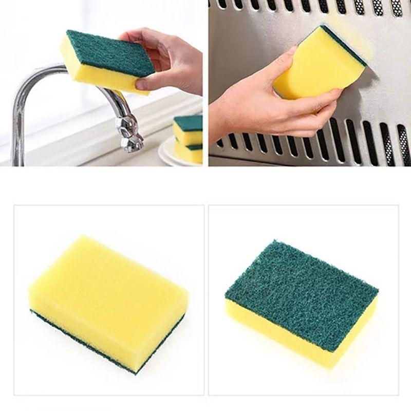 Langlebiges 8-teiliges Küchenschrubber-Set mit gelben und grünen Schwamm-Pads
