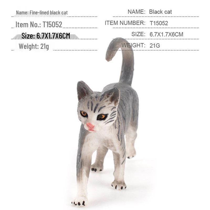 Children's Black and White Kitten Simulation Set - Toy Cat Figurine
