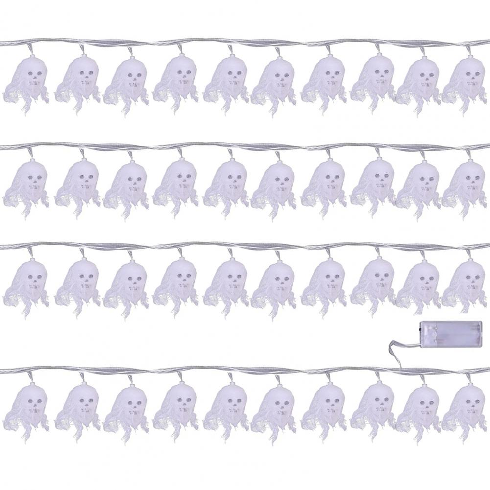 Halloween Skull String Lights Battery Powered Halloween Lights Multicolor Skull Ghost Head Led String for Halloween Parties