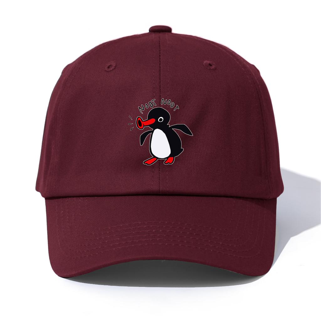 1pc NOOT NOOT Print Baseball Cap for Adults,Minimalist Retro Style Casual Soft Adjustable Dad Hat,Perfect As Gift