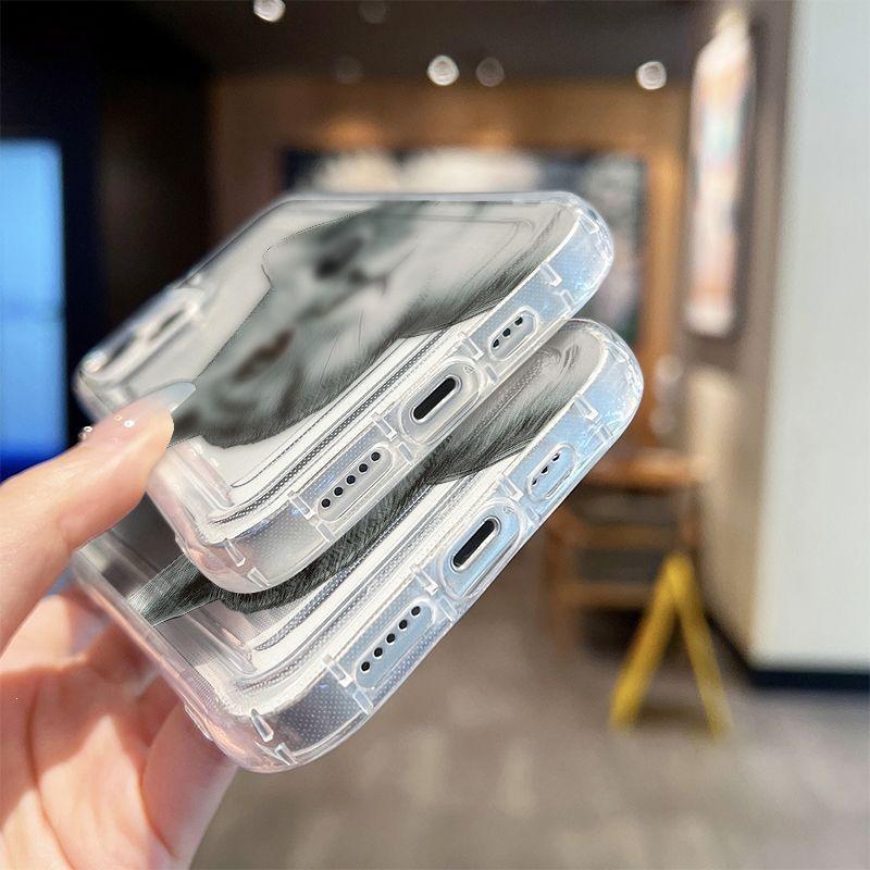 Cat-Compatible Cartoon iPhone 15/15 Pro/15 Pro Max Case - Drop-Proof, Transparent, Air Cushion Protection