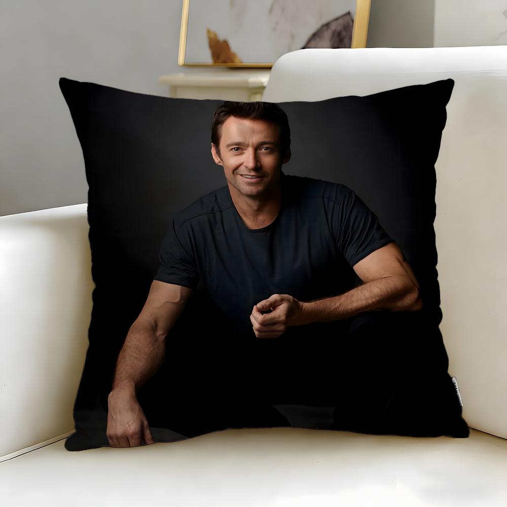 popular actor Hugh Jackman Cushion Cover Soft  EasyWash Pillow Case  Versatile for Couch Bed Travel and Office