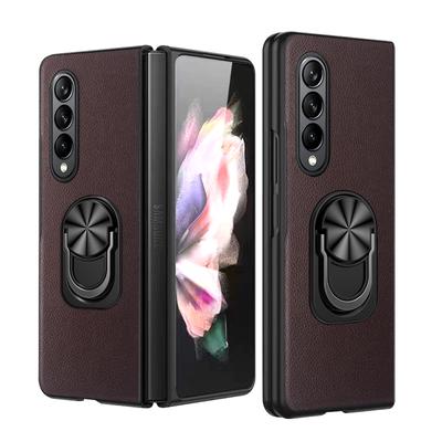 Anti -Dust Anti -Scratch Leather Case For Samsung Galaxy Z Fold 4 5g Fold4 Fold3 Fold2 Fold 3 2 Zfold4 Finger Ring Cover