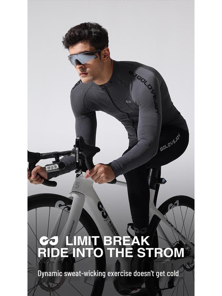 Herren Langarm Rad- und Outdoor-Sportbekleidung - Feuchtigkeitstransportierend, Schnelltrocknend für Herbst & Winter