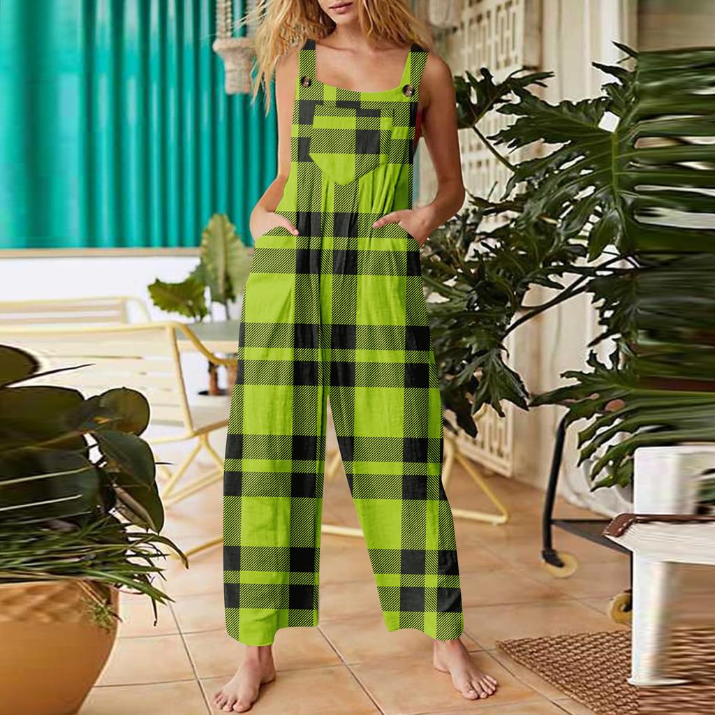 Women's Jumpsuit Halloween Print Casual Loose Vintage Shoulder Strap Cotton Linen
