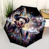 Mickey Mouse, Sorcerer's Apprentice Themed Automatic Opening and Closing Folding Umbrella, 8 Rib Windproof, Compact Travel Design, Suitable