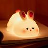 Cute Silicone Rabbit Night Light with Dimmable Light and Rechargeable Feature