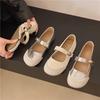 Soft leather Mary Jane single shoes women's 2025 spring and autumn new flat-soled soft-soled Velcro comfortable fashion with casual shoes