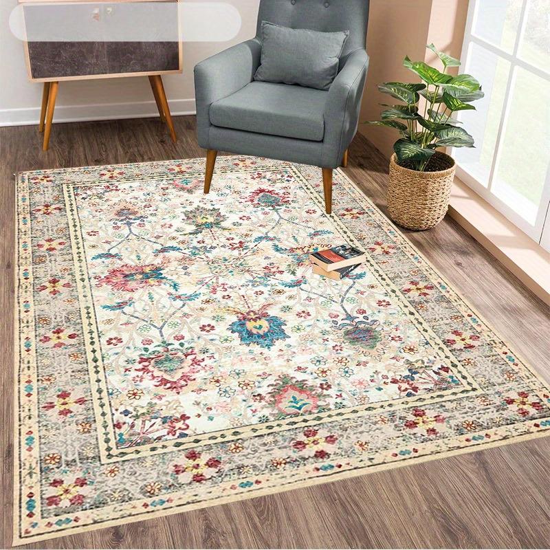 Bohemian Nordic Vintage Style Area Rug, Soft Carpet Non-Slip Backing, for Living Room, Bedroom, Study, Dining Room, Office Use