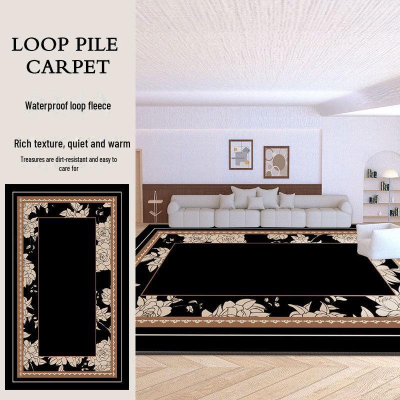 Premium Retro Non-Slip Loop Pile Carpet for Living Room, Bedroom, Sofa, and Coffee Table - Dirt-Resistant and Durable.