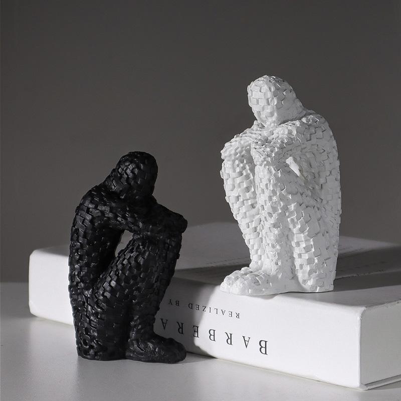 1 adet Modern Minimalist Mozaik Figür Reçine Dekor Ev Oturma Odası, Çalışma Odası ve Ofis İçin