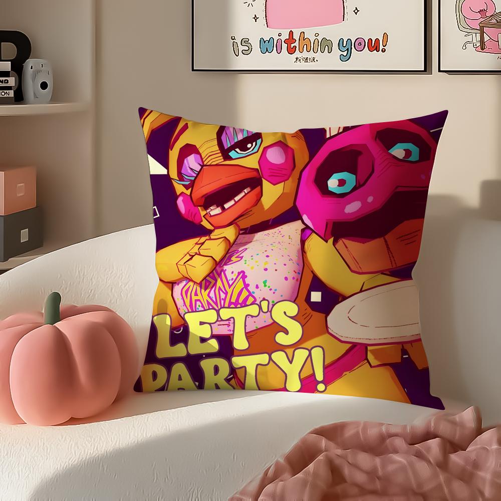 Horror Game FFive Nights At Freddys Cushion Cover Pillowcase Short Plush Invisible Zipper Room Sofa Cushion Cover