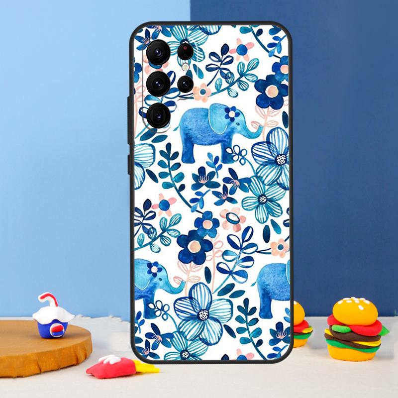Cute Elephant Cartoon Phone Case For Samsung Galaxy S24 S25 Ultra S9 S10 S20 S22 S21 S23 Plus S24 FE Cover Coque