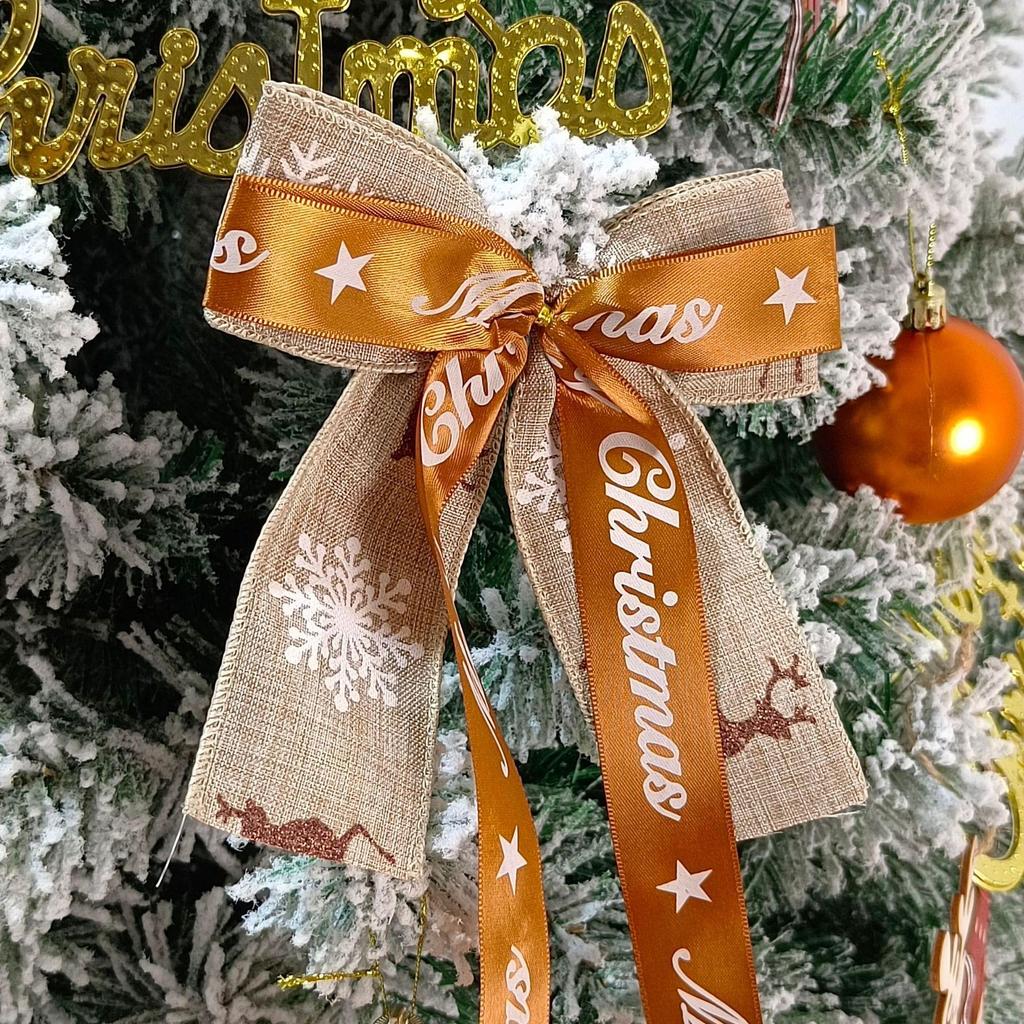 Zlaté třpytivé vánoční mašle ozdoby - Lesklé ozdoby na stromeček & Drobné doplňky