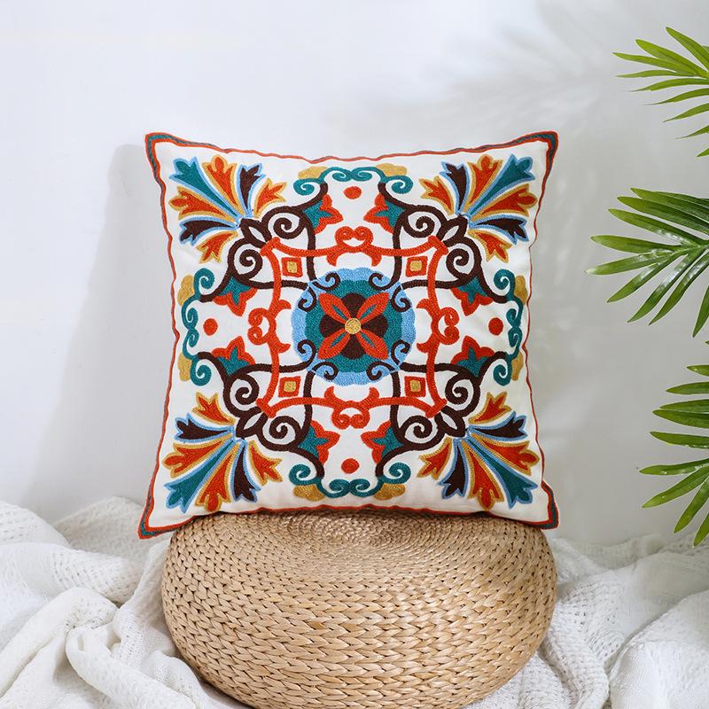 Ins Floral Embroidery Pillow Case Living Room Sofa Decoration Flower Bedroom Bedside Pillow
