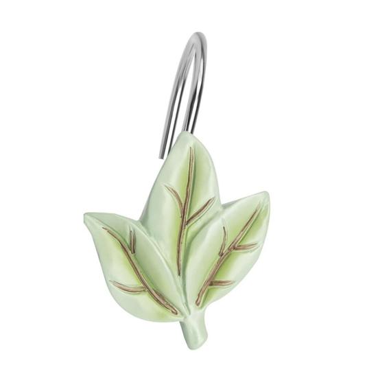 12 Pcs Leaf Shower Curtain Hooks Shower Curtain Hangers Heavy Duty Metal Shower Curtain Rings for Bathroom Decoration