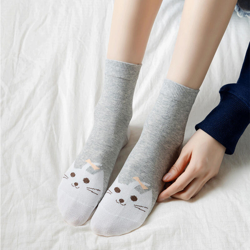 6 Paires de Chaussettes pour Femmes Motif Chat Miaou