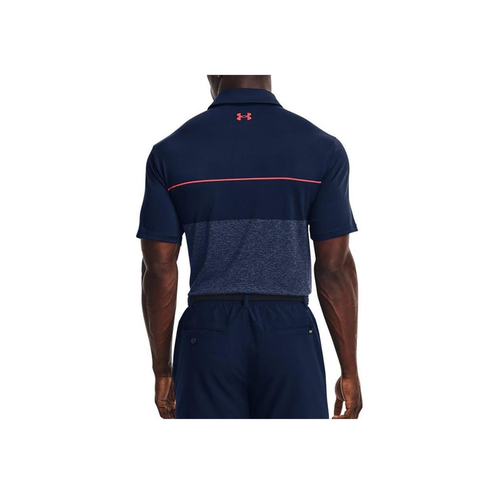 Under Armour Color Block Brand Logo Printed Golf Polo Shirt Men Polo Shirts Navy 1327037-473