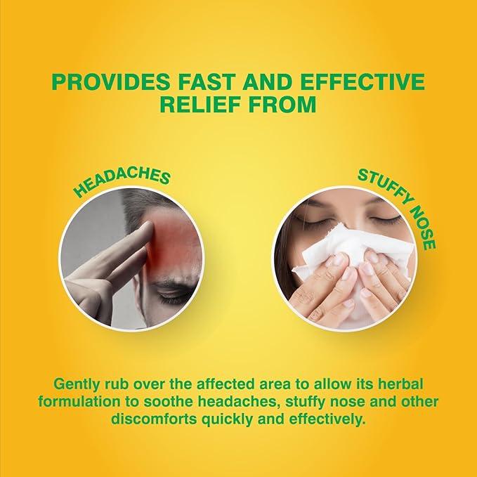 Balm Ayurvedic Pain Relief Oil 28ml | Effective Relief from Headache, Stuffy Nose, Travel Sickness, Dizziness and Insect Bites