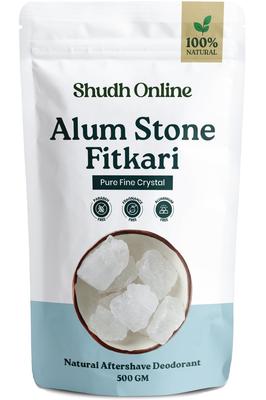 Shudh Online Alum Fitkari Stone for Skin, Face, Vastu, (500 G) - Phitkari Alum Stone Water Purification, Fitkiri Potash Alam | Spatika Crystals | P
