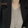 Women Sweater Chain Single-layer Alloy Stone Pendant Clothes Jewelry Dating Prom Party Garment Decoration Necklace