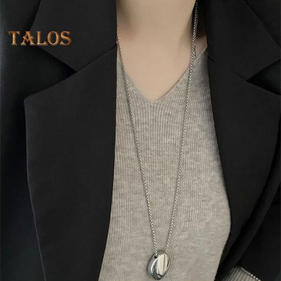 Women Sweater Chain Single-layer Alloy Stone Pendant Clothes Jewelry Dating Prom Party Garment Decoration Necklace