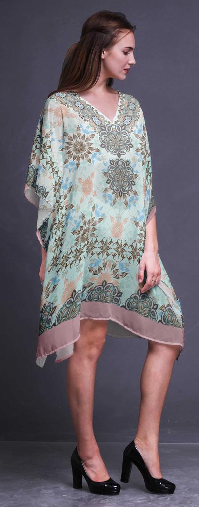 Phagun Womens Short Beach Kaftan Beachwear Bikini Coverup Midi Dress-4X-5X