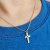 Engraved 26 Initial Letter Cross Pendant Necklace For Boys Girls Gold Plated Stainless Steel Children Jewelry