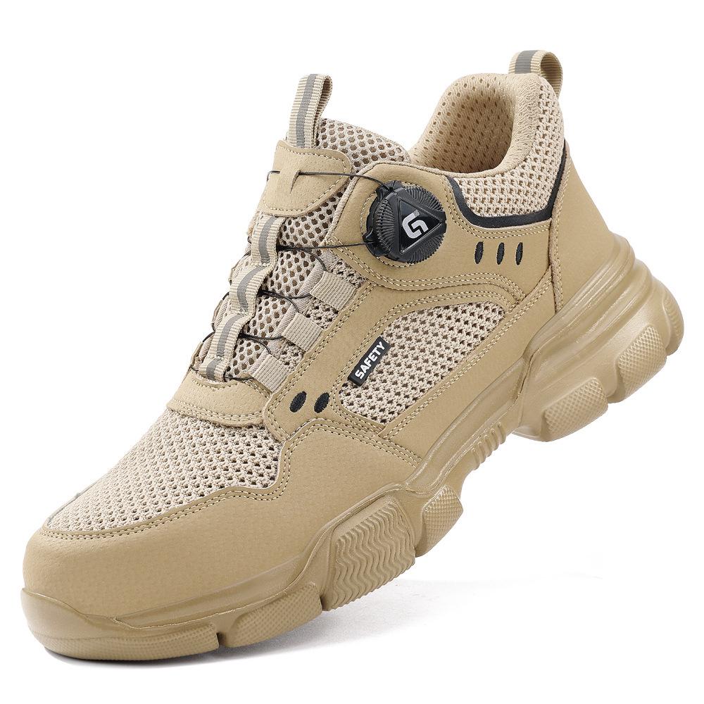 Men's Steel Toe Anti-Puncture Safety Shoes with Smart Button Closure