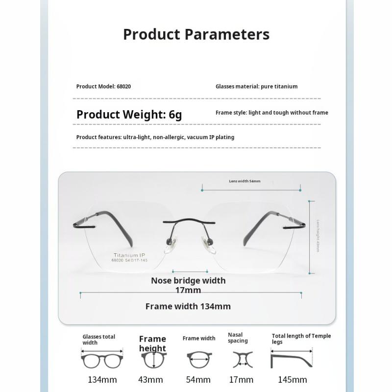 Xbora Fashion Rimless Custom Prescription Glasses Progressive Myopia Reading Anti-blue light Eyewear For Women and Men 68020