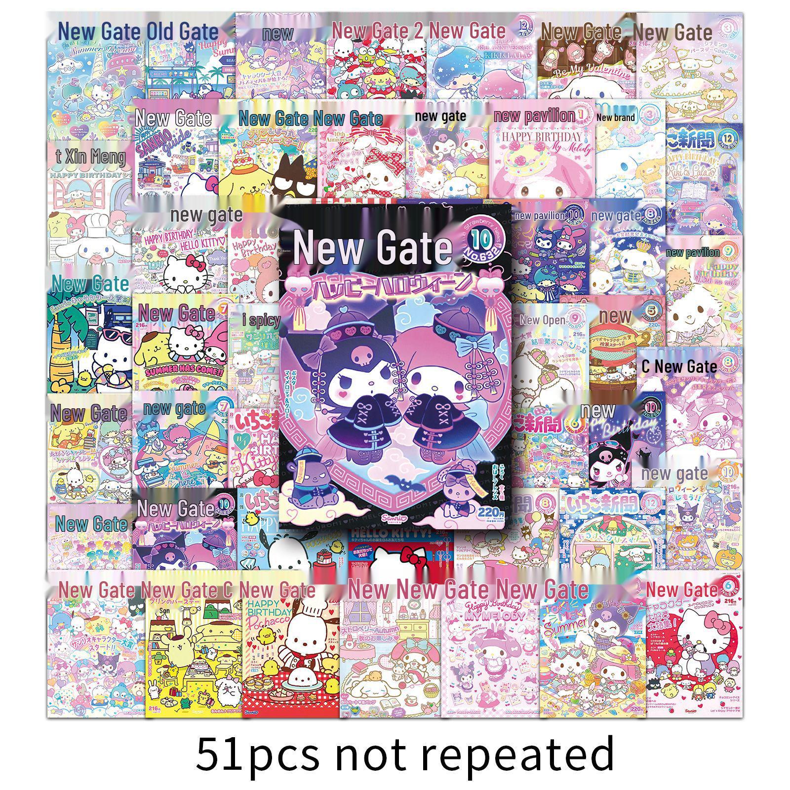 51 Cute Sanrio Cartoon Graffiti Stickers: Waterproof Decoration for Phone Cases & Suitcases