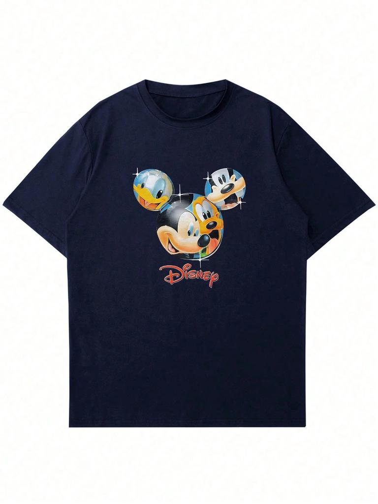 Disney Mickey Mouse Donald Duck Printed Mens TShirt Summer Casual Cute Cartoon Short Sleeve Top Mens Clothing Y2k Clothes Tee