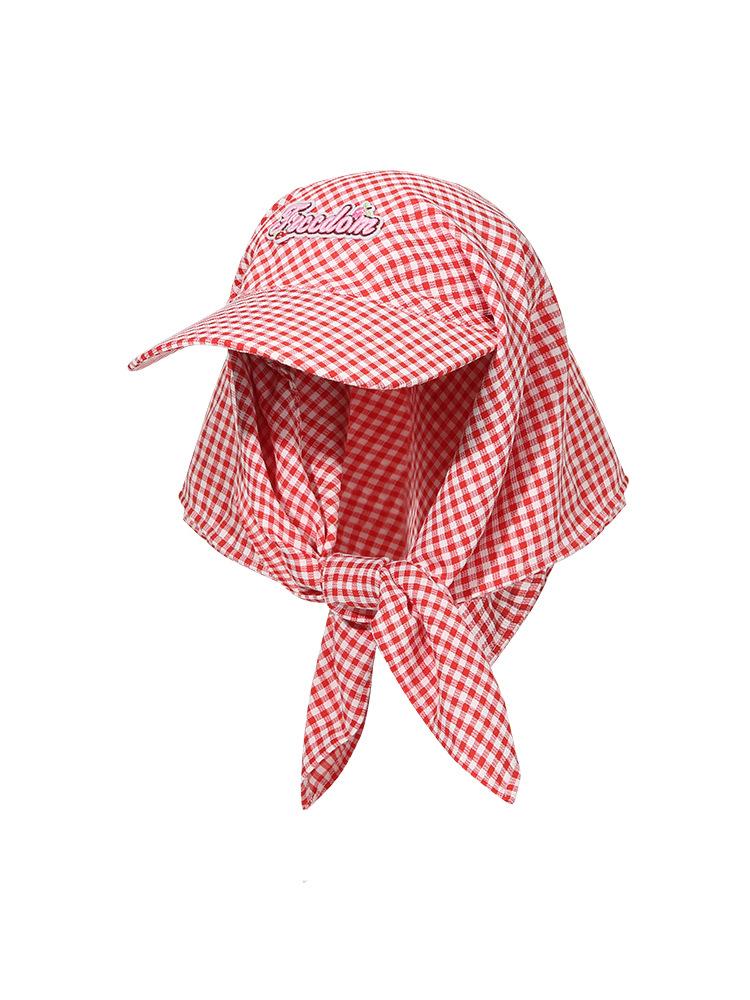 Personalized checkered headscarf hat niche spring and summer light and thin sunscreen cap hip hop street fashion embroidery baseball cap